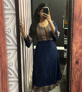 Blue Multi Anarkali Kurti