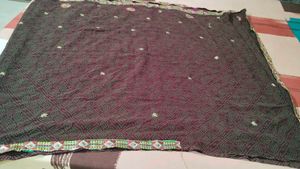 beautiful dark maroon bandhani sari with blouse