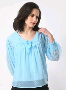 Chic Blue Sheer Top