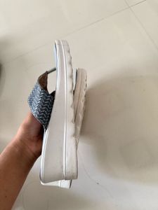 Gray Woven Thong Sandals