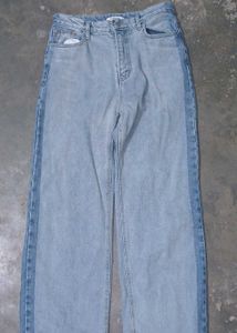 baggy jeans with blue side strips