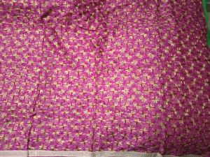 Rose Embroidered Dupatta - Gold Lace Border