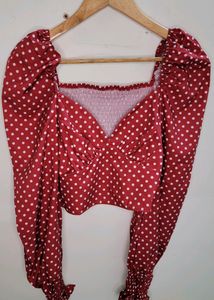 SHEIN Red Polka Dots Crop Top