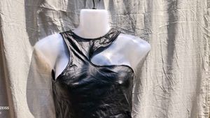 13185 SEXY SHEIN LEATHER TYPE TOP