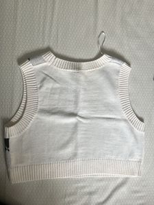 White and Black Checkered Preppy sweater waist top