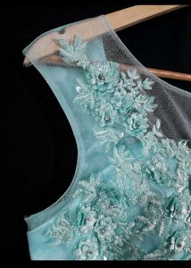 Elegant Aqua Lace Gown