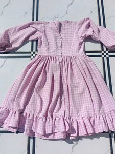 Pink Gingham Ruffle Dress