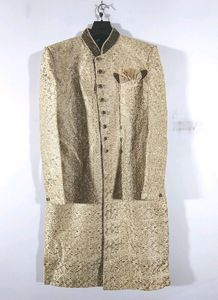 Cream Embroidered Sherwani Set (Men's)