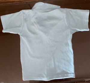 Sky Blue Ribbed Knit Polo Top