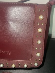 Burgundy Sling Bag with Pearl Detail