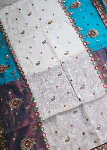 multi color designer saree with blouse piece