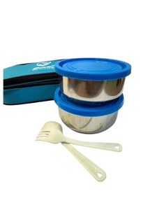 Blue Tiffin Bag With 2 Compartments