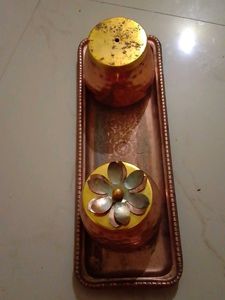 Hammered  Metal Decorative Jar