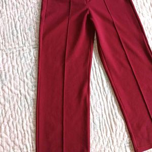 Maroon Wide Leg Trousers