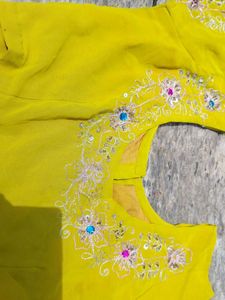 Beautiful Blouse Lemon Yellow Full Back Work