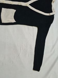 Oversized Black And Beige Cardigan