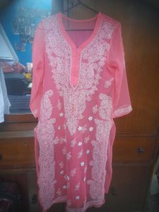 Pink Chikankaari Embroidered Kurta Set
