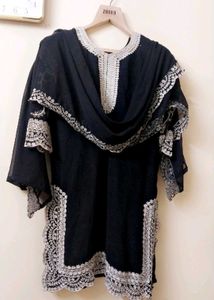 Elegant Black Embroidered Kurta And garara