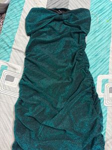 Shimmery Off shoulder bodycon dress for party wear