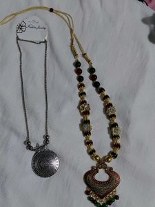 Necklace Set: Silver &amp; Beaded Pendants Buy One Get