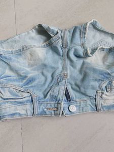 Ribbed Denim Short