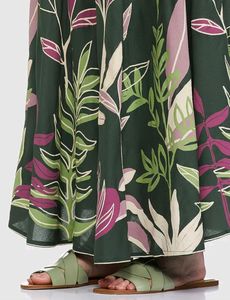 Olive Green Skirt With Floral Design XL