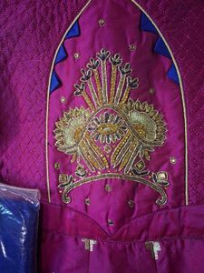 Pink &amp; Gold Embroidered Girls Dress