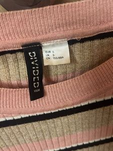 Striped Ribbed Knit Top stretchable