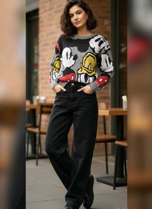 Vintage Mickey &amp; Donald Graphic Knit Sweater