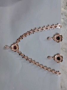 Rose Gold Necklace &amp; Earring Set
