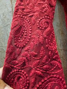 Brand New Chikankari Anarkali Kurta | Deep Maroon