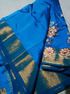 Cotton Silk Peacock Blue Saree 💙