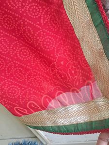 Red Bandhani Saree (♥️Karwachowth simple look)♥️