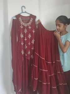 Maroon Embroidered Kurta Set