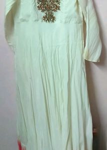Cream Long Kurti With Embroidery