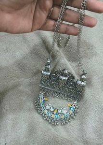 Boho Silver Peacock Necklace