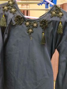 Elegant Navy Blue Embellished Abaya