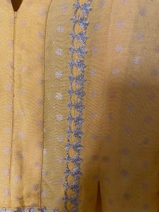 Yellow Embroidered Kurta from  Global desi(xl)