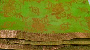 Lime Green Cotton Silk Saree