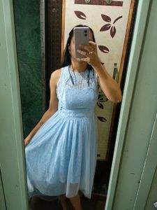 Blue Lace Hi-Lo Dress
