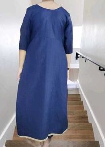 Elegant Navy &amp; Gold Embroidered Dress