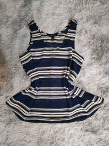 Navy Blue and White Top