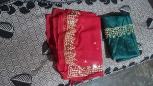 Elegant Red Saree with Gold Embroidery