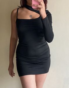 Black One Shoulder Mini Dress