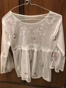 Mesh Peplum Top