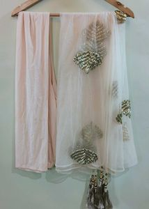 Peach Floral Party Wear Gown Set Women
