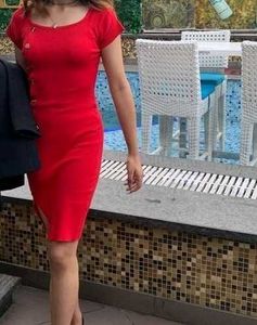 Chic Red Button-Down Midi Dress