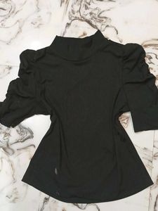 Black Puff Sleeve Top