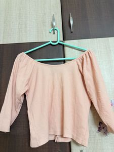 Peach Ribbed Top