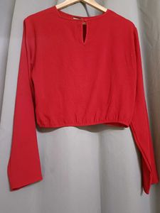 H&amp;M Red Knotted Long Sleeve Top♥️